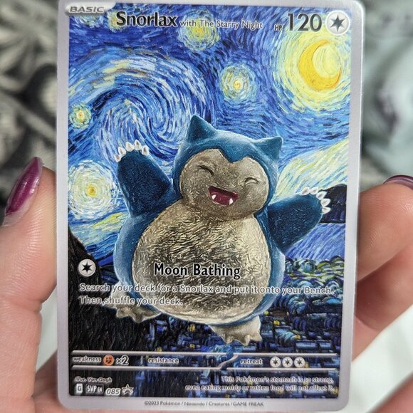 POKEMON CUSTOM FAN MADE CARD - Snorlax with The Starry Night - Van Gogh Style - Picture 1 of 2